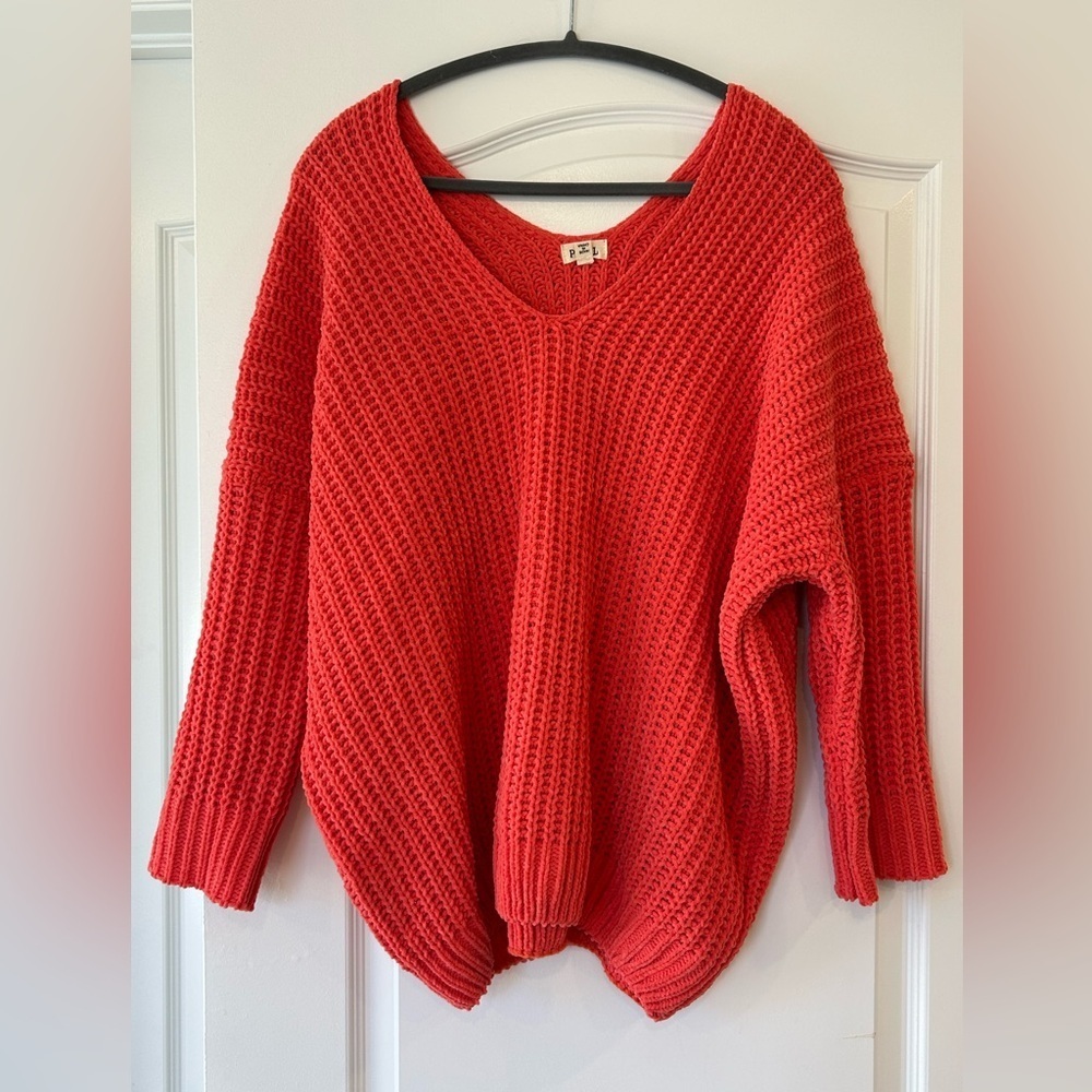 EUC POL Oversized Chunky Knit Sweater – Coral  – Size M